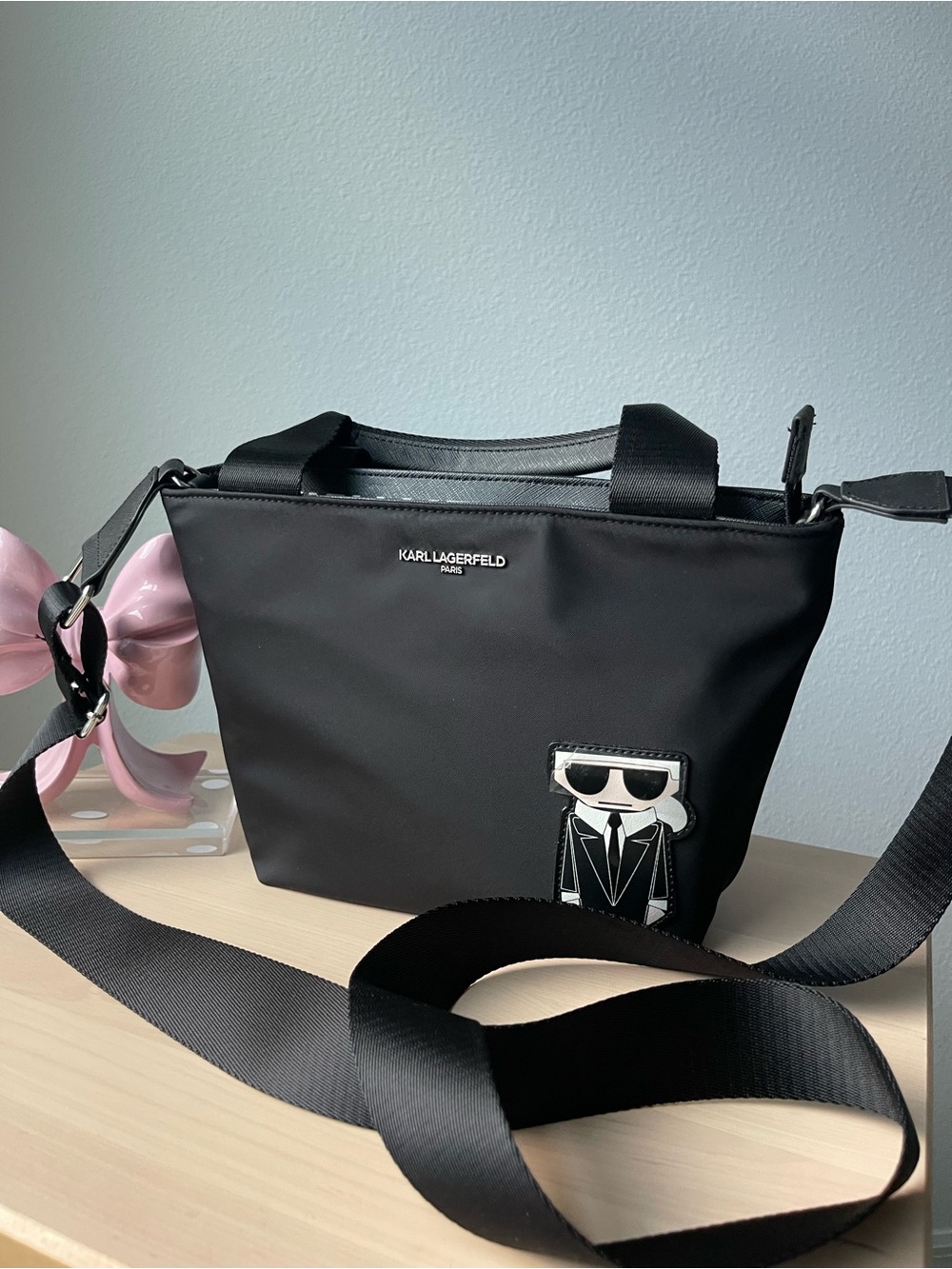 Karl Lagerfeld Paris Amour K/Ikonik Black Crossbody Bag NWT